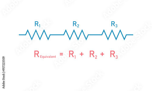 Three resistors connected in series diagram and formula.