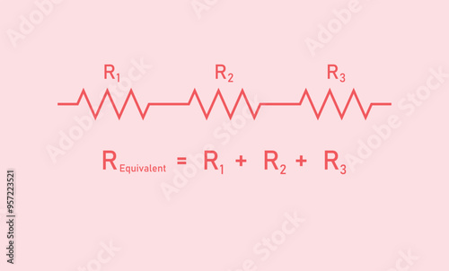 Three resistors connected in series diagram and formula.