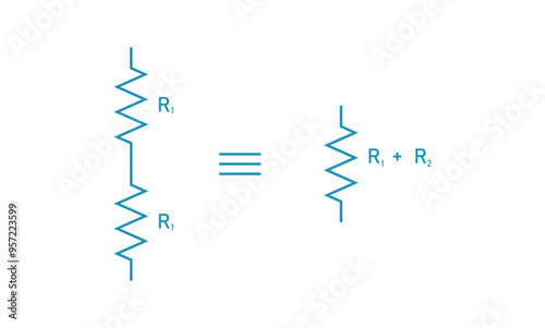 Two resistors in series with equivalent resistance.