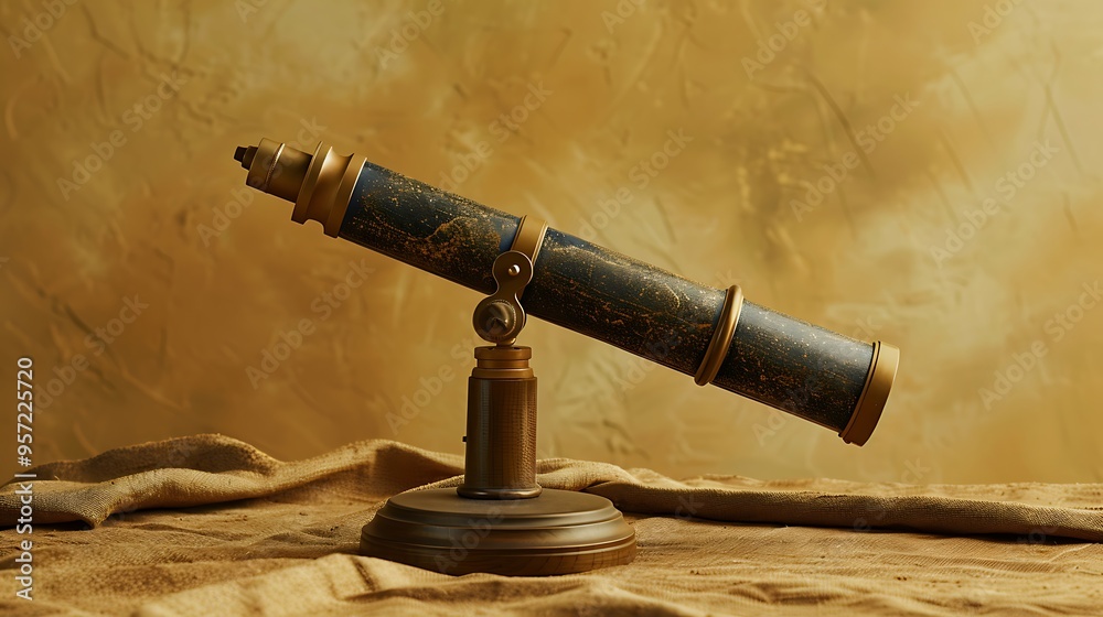 Obraz premium Telescope toy on tan background