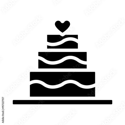 Wedding Cake Vector Glyph Icon Design