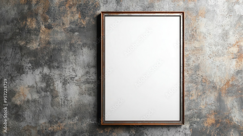 Blank frame on a textured wall, ideal for displaying art or photographs in a modern interior setting. Blank frame on a textured wall, ideal for displaying art or photographs in a modern interior setting.