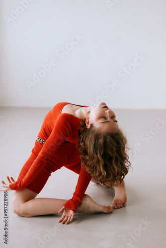 Woman in red outfit portrait