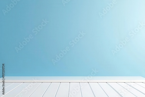 Smooth transition from light blue to white, background, fresh copy space