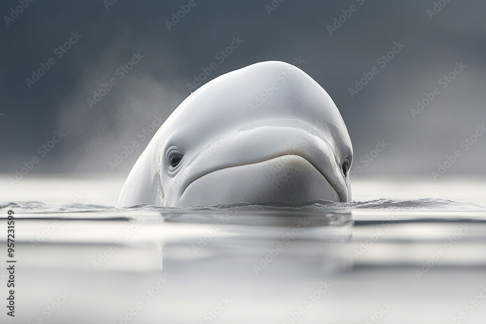 Fototapeta premium Cute beluga whale close up