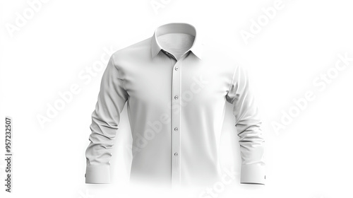 White men's dress shirt mockup isolated on white