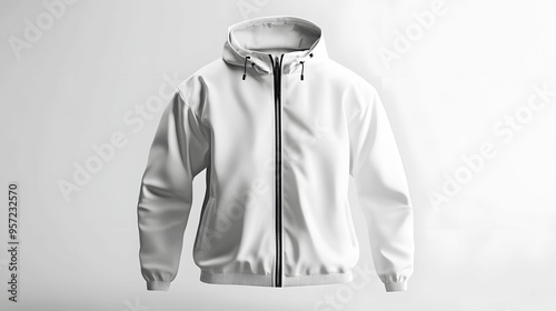 White men's windbreaker mockup isolated on plain background