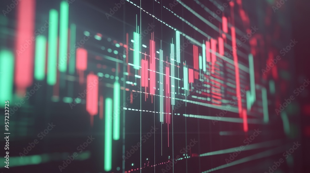 Sleek Stock Market Analysis: Green and Red Bars on Grey Background Sleek Stock Market Analysis: Green and Red Bars on Grey Background