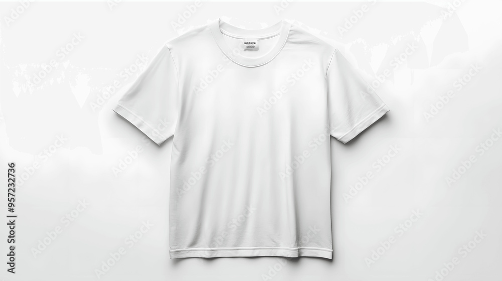 White t-shirt mockup flat lay front view isolated on white White t-shirt mockup flat lay front view isolated on white