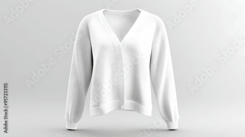 White women's cardigan mockup front view isolated on plain background