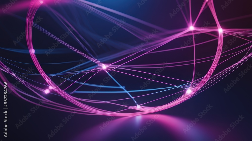 Abstract digital connection represented by converging lines in pinkish-purple hues with white highlights. Abstract digital connection represented by converging lines in pinkish-purple hues with white highlights.