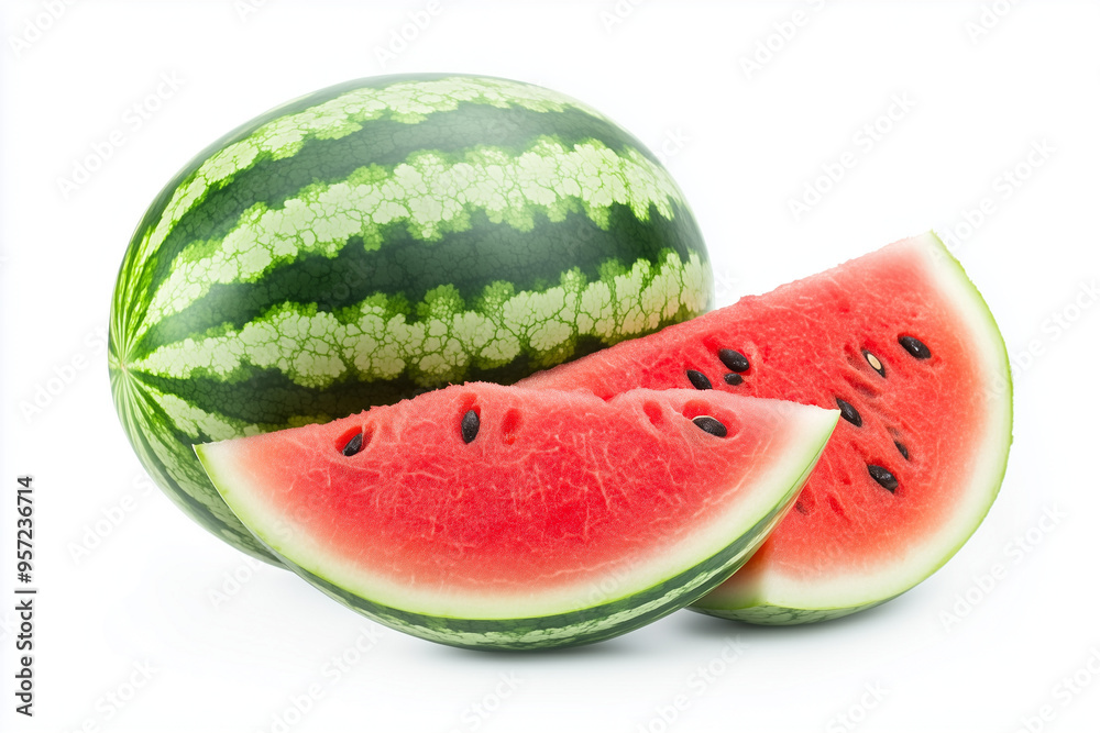 Slice of red watermelon isolated on white background, Juicy ripe red melon with seed. Slice of red watermelon isolated on white background, Juicy ripe red melon with seed.
