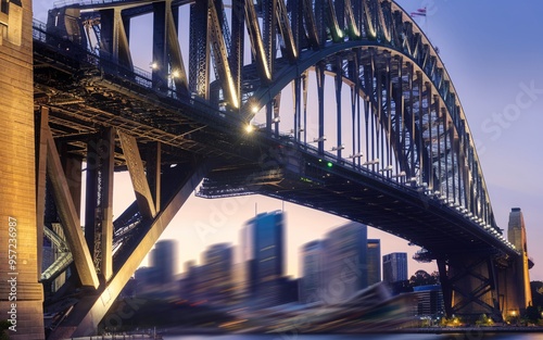 Close-Up of Sydney Harbour Bridge's Steel Arches: A Detailed Structural Background