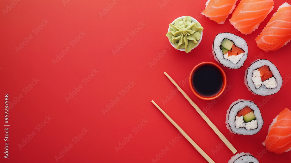 flat lay of sushi rolls flat lay of sushi rolls