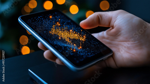 Wallpaper Mural Virtual assistant helping in website navigation on a mobile device, AI integration in web design, modern tech solutions Torontodigital.ca