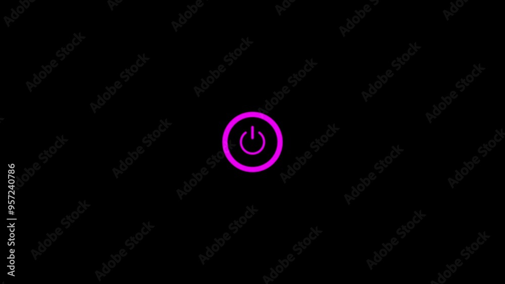 power button icon animation on a black background. Glowing neon line power on off button icon 4k video. power button icon animation on a black background. Glowing neon line power on off button icon 4k video.