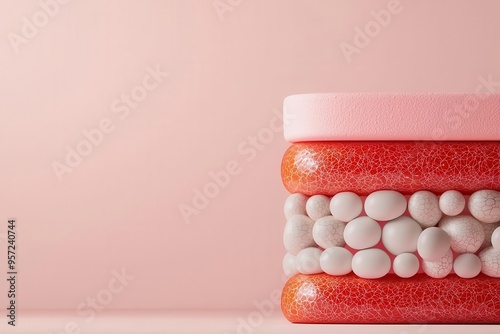 Cellular membrane, lipid bilayer with embedded proteins, illustration