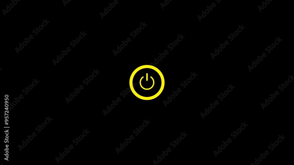 On Switch Flashing - Power Button Close Up, On Off Indicator, power button icon animation on a black background. Glowing neon line power on off button icon 4k video. On Switch Flashing - Power Button Close Up, On Off Indicator, power button icon animation on a black background. Glowing neon line power on off button icon 4k video.