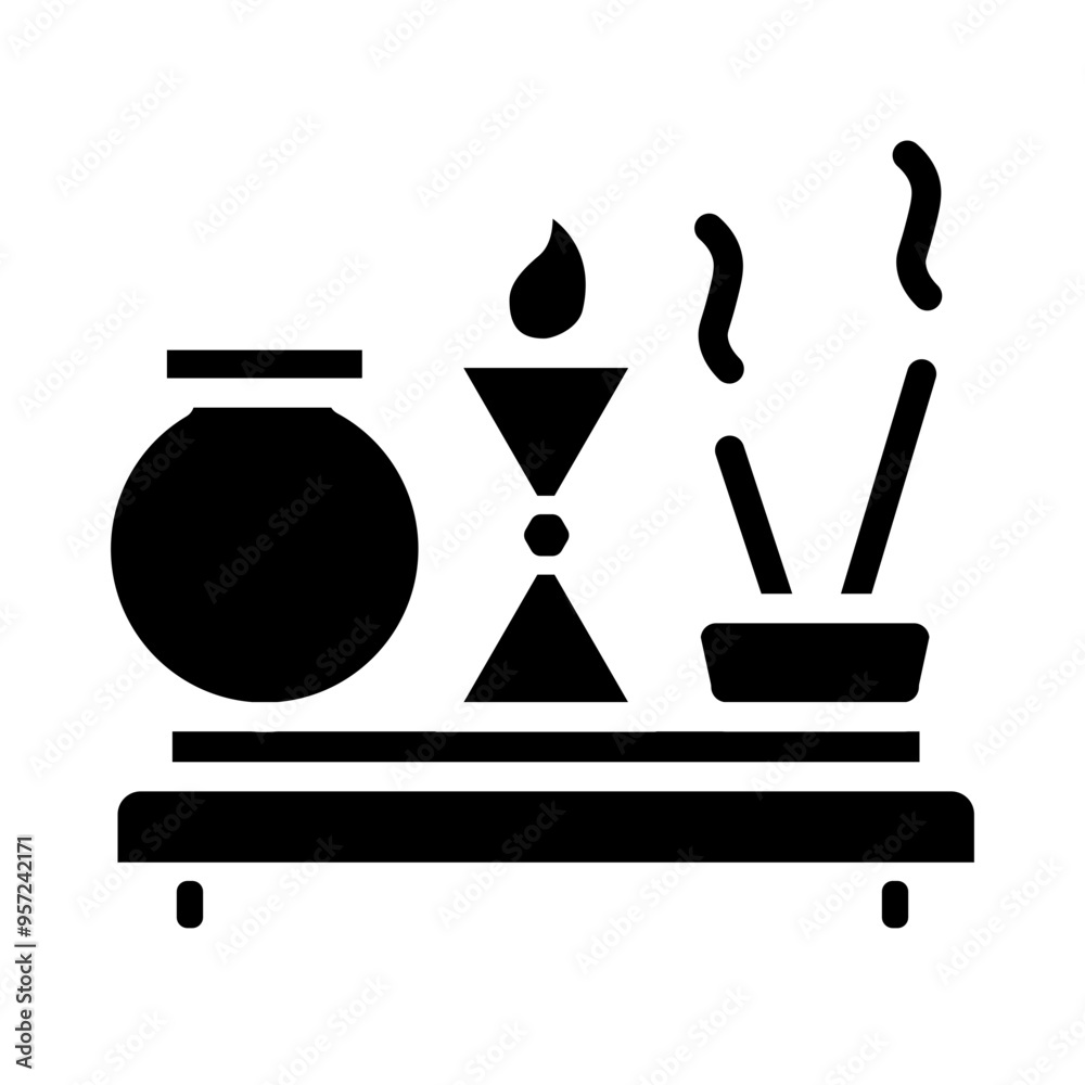 Puja Room Vector Glyph Icon Design
