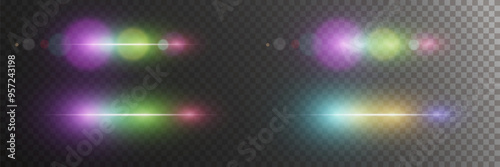 
A set of magical light highlights and effects. On a transparent background.