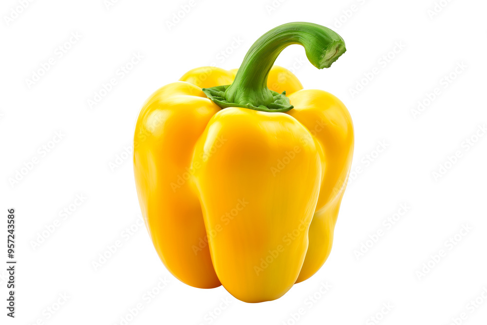 Yellow bell pepper with green stem isolated on a white background. Yellow bell pepper with green stem isolated on a white background.