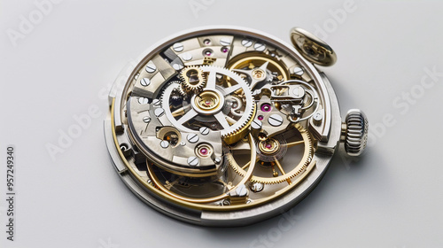 mechanical watch movement isolated on white background 