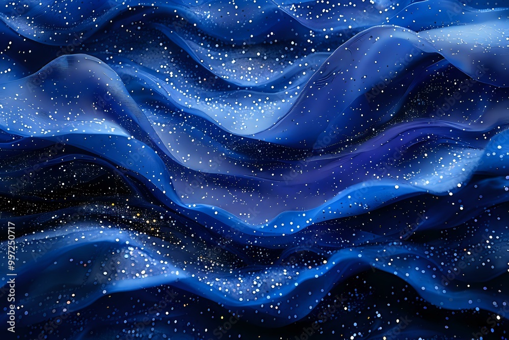 An abstract close-up of shimmering blue and gold particles forming fluid waves, evoking a cosmic or futuristic aesthetic. Ideal for themes related to technology, science, space, or abstract art. An abstract close-up of shimmering blue and gold particles forming fluid waves, evoking a cosmic or futuristic aesthetic. Ideal for themes related to technology, science, space, or abstract art.