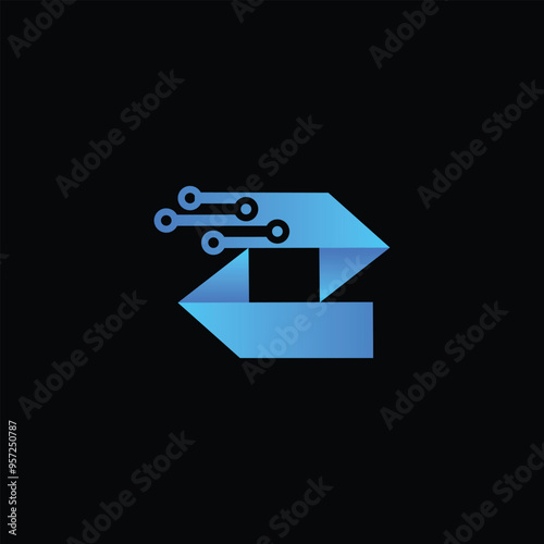 Letter Z tech logo, Z letter technology business logo design concept template