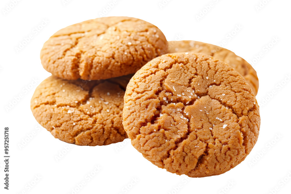 Cracked molasses cookies isolated on white transparent background. Cracked molasses cookies isolated on white transparent background.