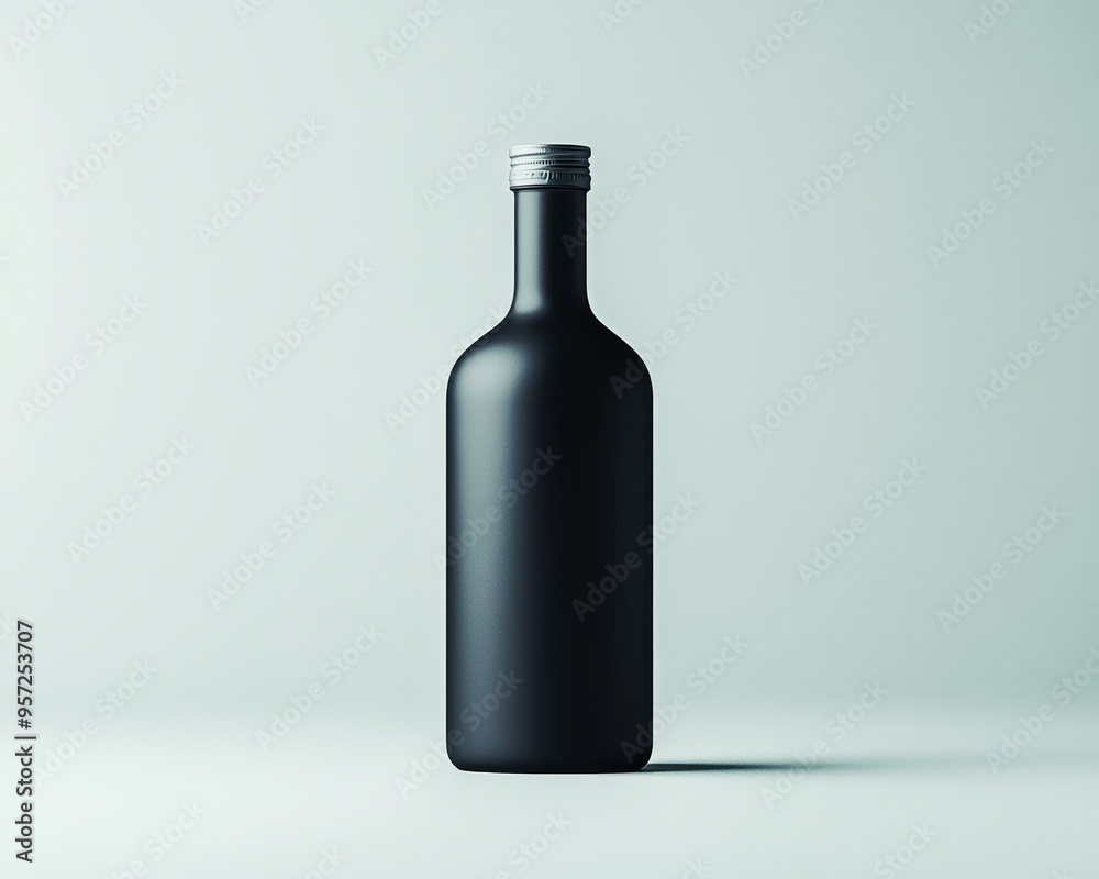 Minimalist Black Bottle on White Background A Simple Composition and Shadow Play Bottle Mockup Minimalist Black Bottle on White Background A Simple Composition and Shadow Play Bottle Mockup