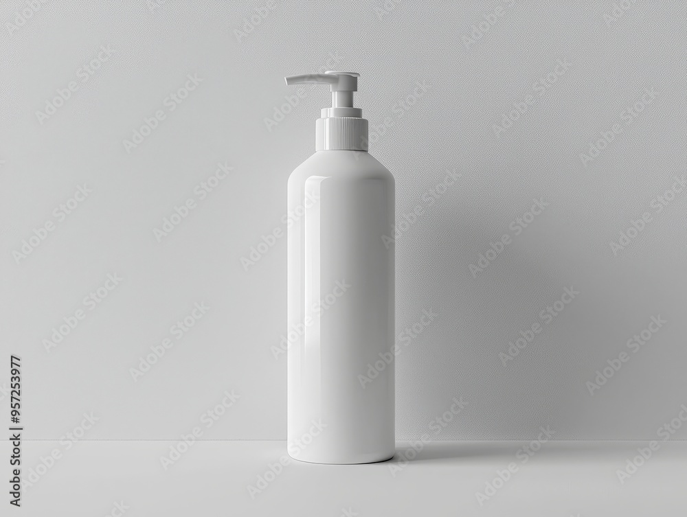 Minimalist White Pump Bottle on Textured Background Centered Composition Single Object Clean Design Bottle Mockup Minimalist White Pump Bottle on Textured Background Centered Composition Single Object Clean Design Bottle Mockup