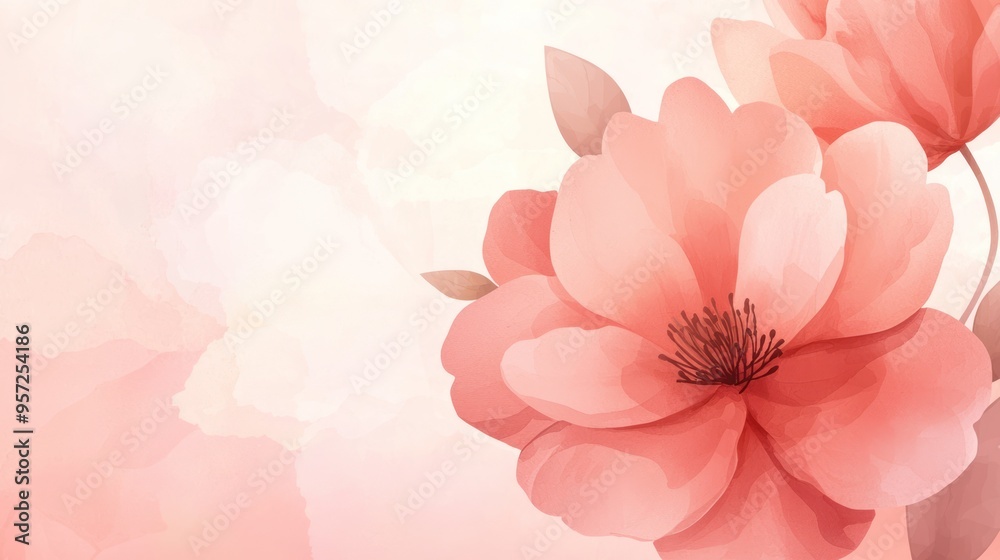 A delicate pink flower bloom on a soft pastel background, creating a serene and calming atmosphere for various design projects. watercolor style A delicate pink flower bloom on a soft pastel background, creating a serene and calming atmosphere for various design projects. watercolor style