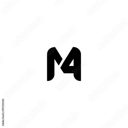 letter m with number 4 logo icon design vector design template inspiration