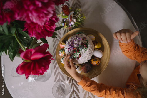 Festive Easter table photo