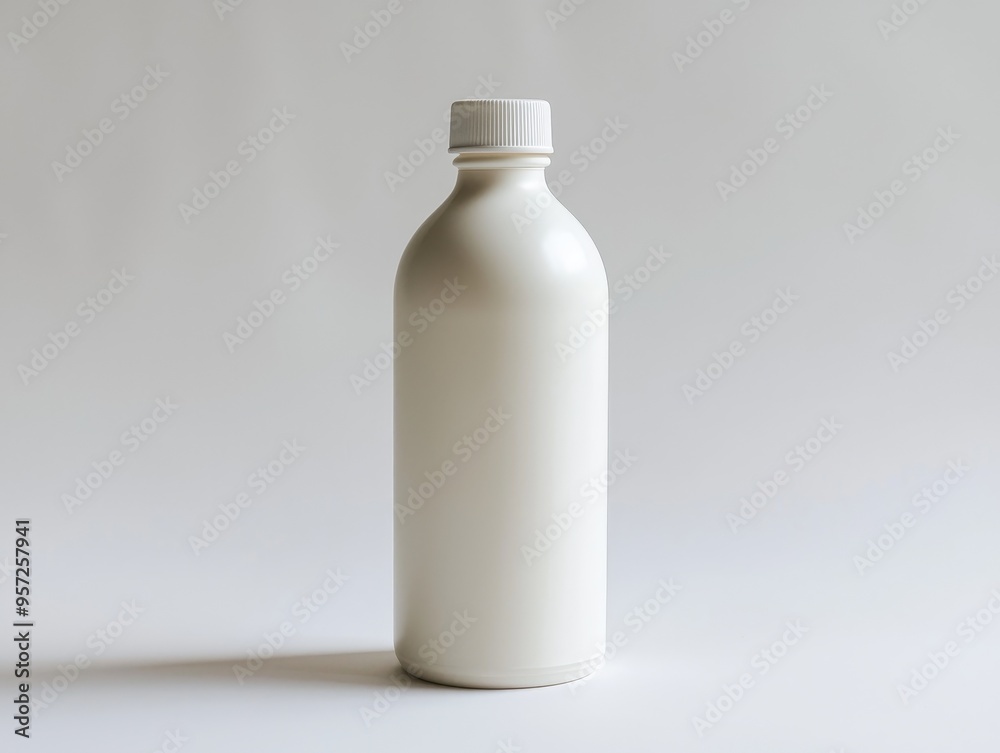 Minimalist White Bottle on a White Background A Simple Clean Composition Bottle Mockup Minimalist White Bottle on a White Background A Simple Clean Composition Bottle Mockup
