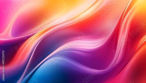 Abstract background with smooth lines in blue, pink and orange colors