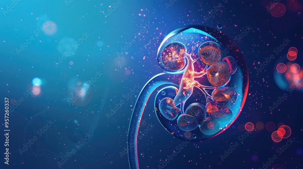 Digital Illustration of a Human Kidney Digital Illustration of a Human Kidney
