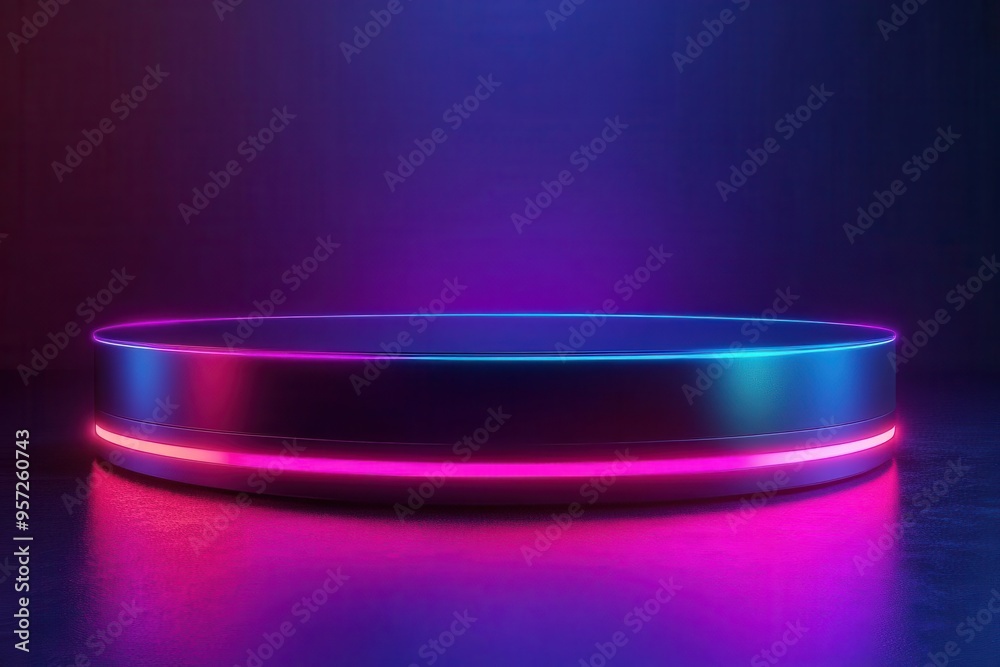 of a product presentation, podium stand, technology, metal, neon gaming background, high detail, sleek design, vibrant colors, soft shadows, crisp resolution of a product presentation, podium stand, technology, metal, neon gaming background, high detail, sleek design, vibrant colors, soft shadows, crisp resolution