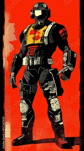 supehero character design concept against a vibrant background for mobile and desktop wallpapers showcasing strength and readiness for action