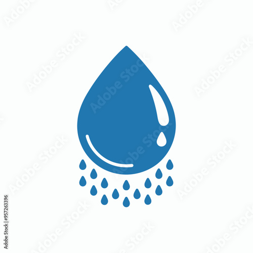 rain icon. blue water drop symbol isolated on white background. vector illustration