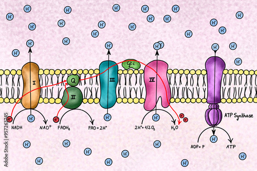 Illustration of a electron transport chain