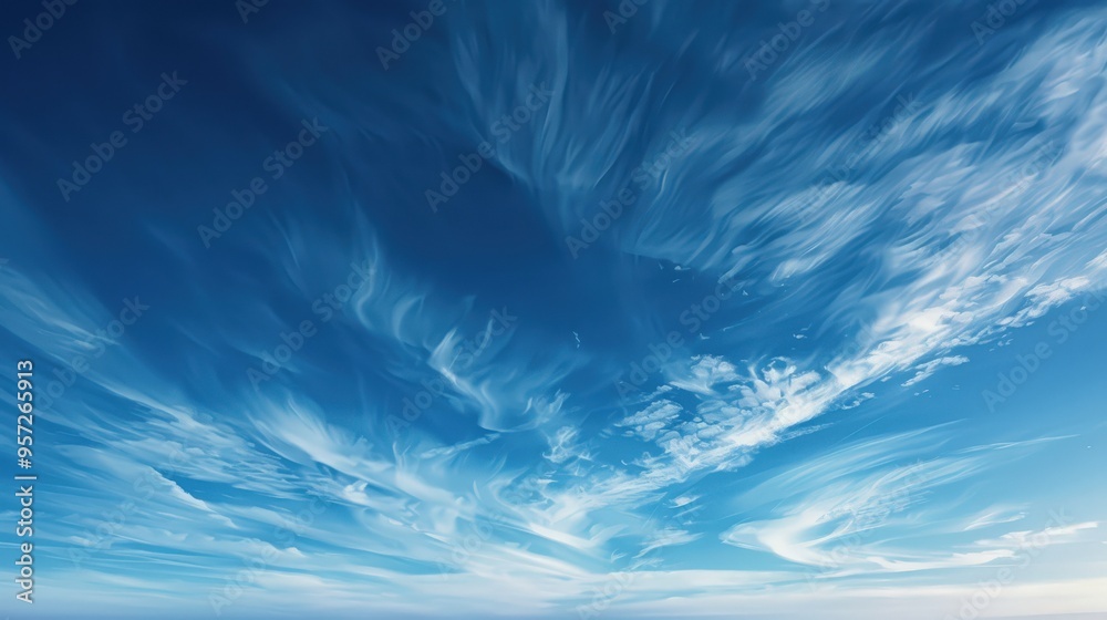 Deep Blue Sky. Cloudy Sky Background with Deep Blue and White Clouds