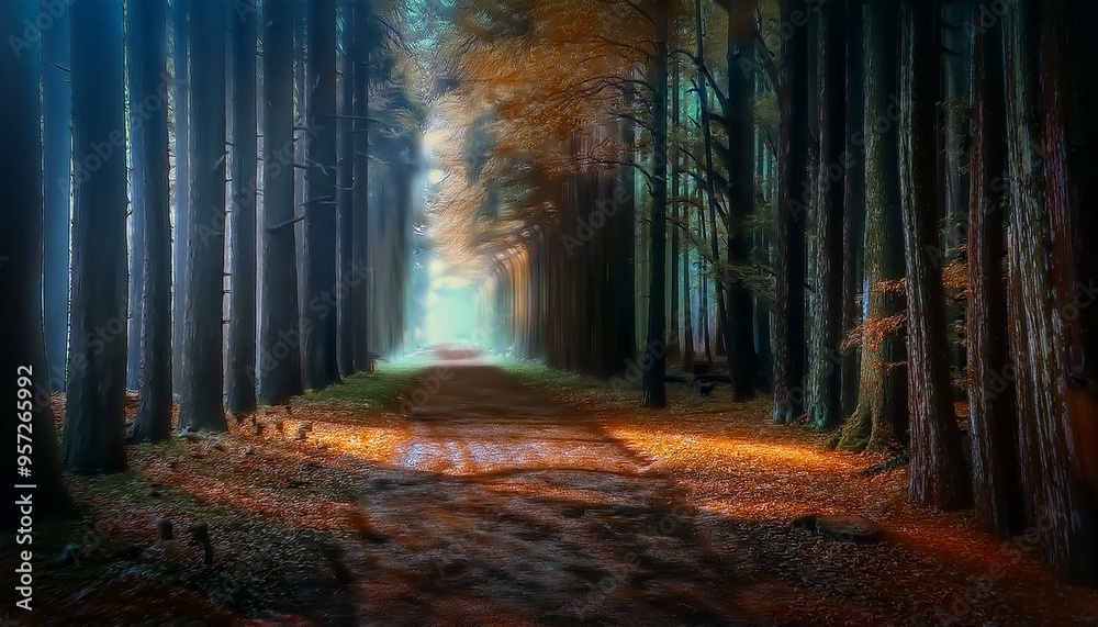 Fototapeta premium Camino en medio de un bosque otoñal