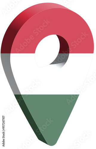Free Download  Hungary flag pin map 3d render geotag	 - GFXLoad