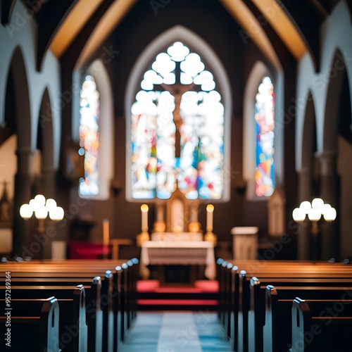interior quiet church blurr background