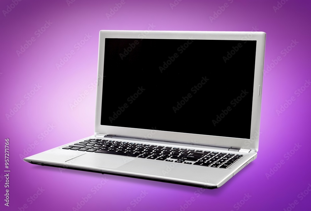 Open laptop computer with a blank screen