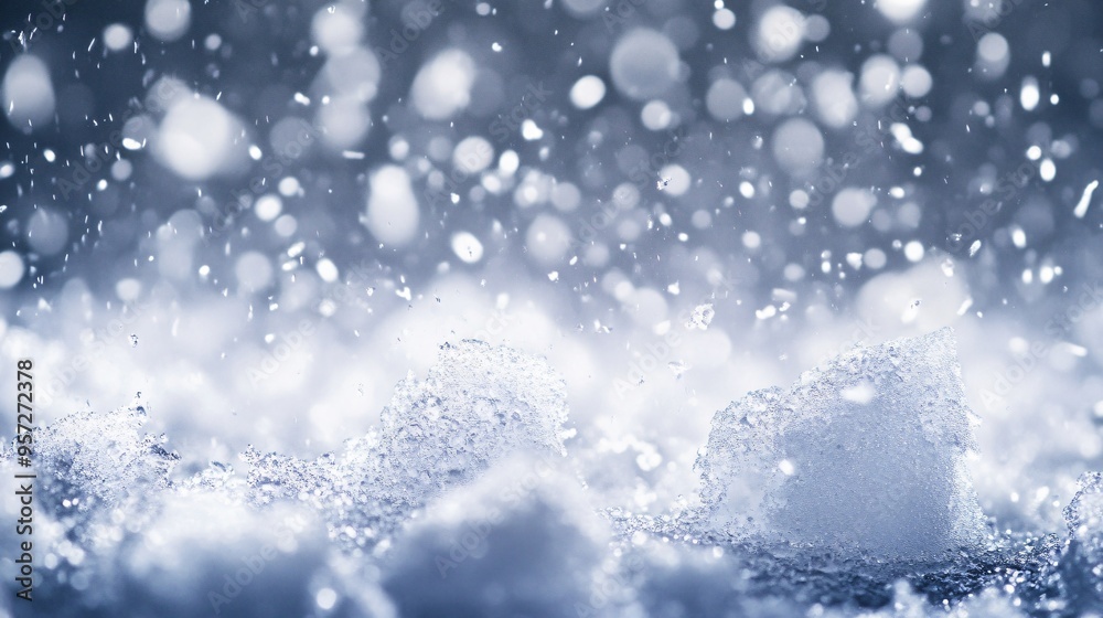 Obraz premium Hailstorm with ice pellets hitting the ground, severe weather, frozen precipitation