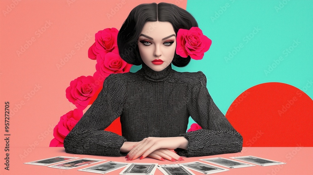 Mysterious Woman with Tarot Cards Mysterious Woman with Tarot Cards