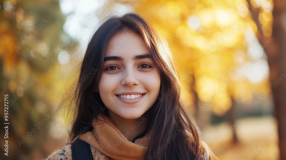Portrait of young happy smiling hispanic girl in autumn park, positive cheerful young woman enjoying a walk outdoors in autumn forest. Active lifestyle, good health. Enjoying outdoors. Portrait of young happy smiling hispanic girl in autumn park, positive cheerful young woman enjoying a walk outdoors in autumn forest. Active lifestyle, good health. Enjoying outdoors.