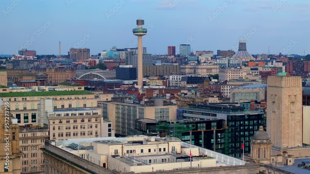 Liverpool skyline with a mix of modern and historic buildings. Liverpool skyline with a mix of modern and historic buildings.